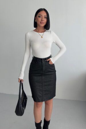 Black Pencil Midi Skirt With Buttoned Closure - Brand: XLove - Women & Kids, Baby Clothes Wholesale - Globality Store