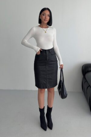 Black Pencil Midi Skirt With Buttoned Closure - Brand: XLove - Women & Kids, Baby Clothes Wholesale - Globality Store