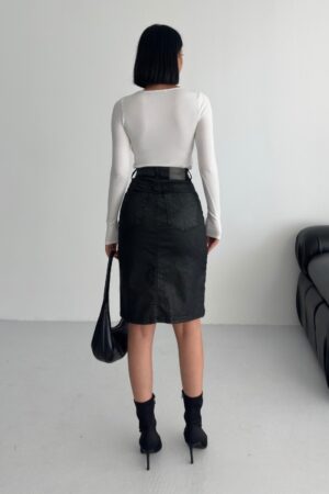 Black Pencil Midi Skirt With Buttoned Closure - Brand: XLove - Women & Kids, Baby Clothes Wholesale - Globality Store
