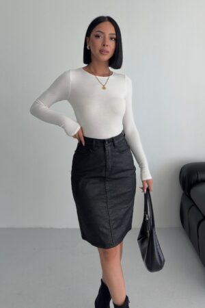 Black Pencil Midi Skirt With Buttoned Closure - Brand: XLove - Women & Kids, Baby Clothes Wholesale - Globality Store