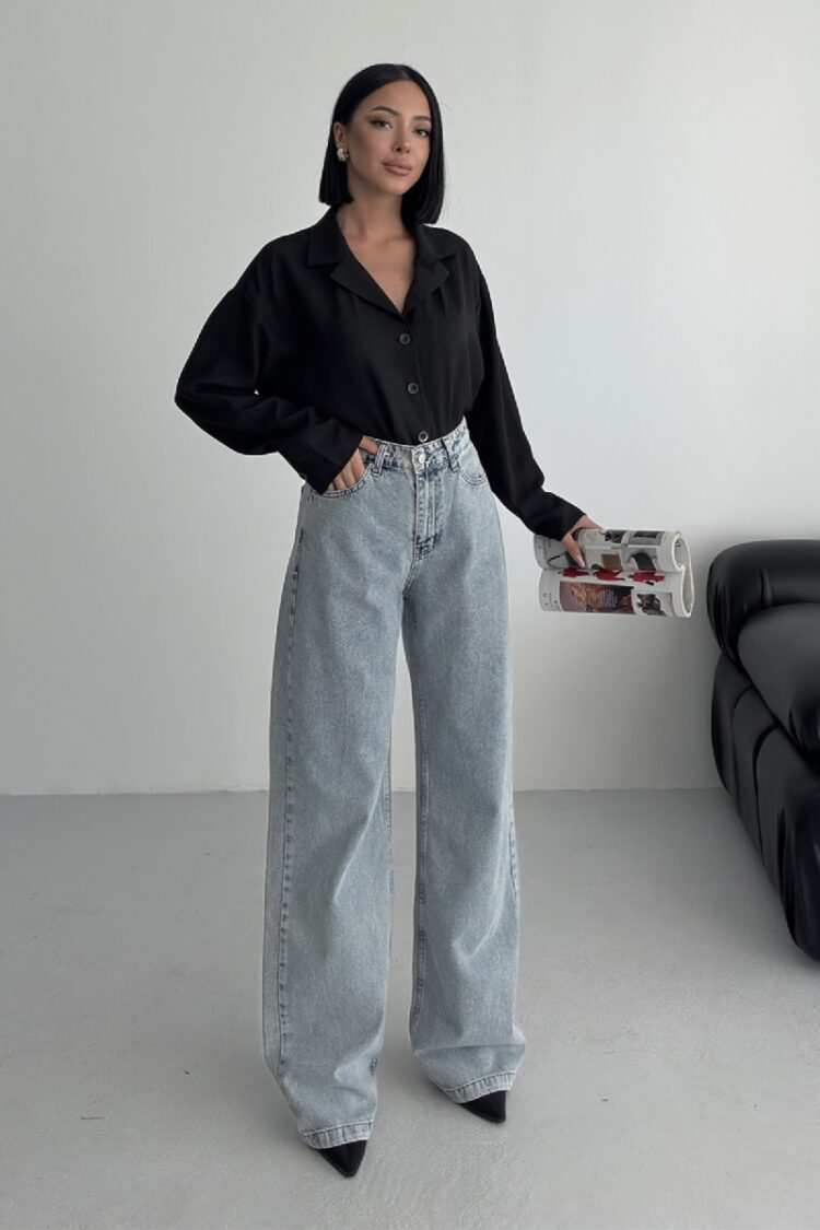 Mom Jeans High Waist Wide Leg Buttoned