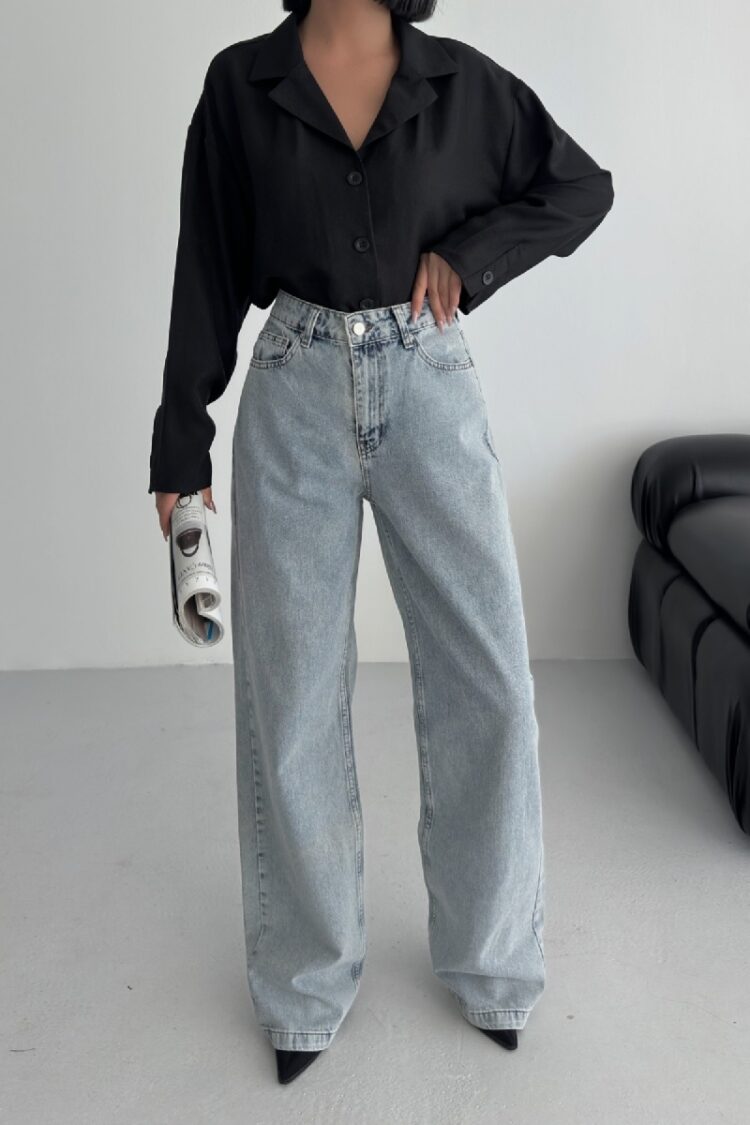 Mom Jeans High Waist Wide Leg Buttoned
