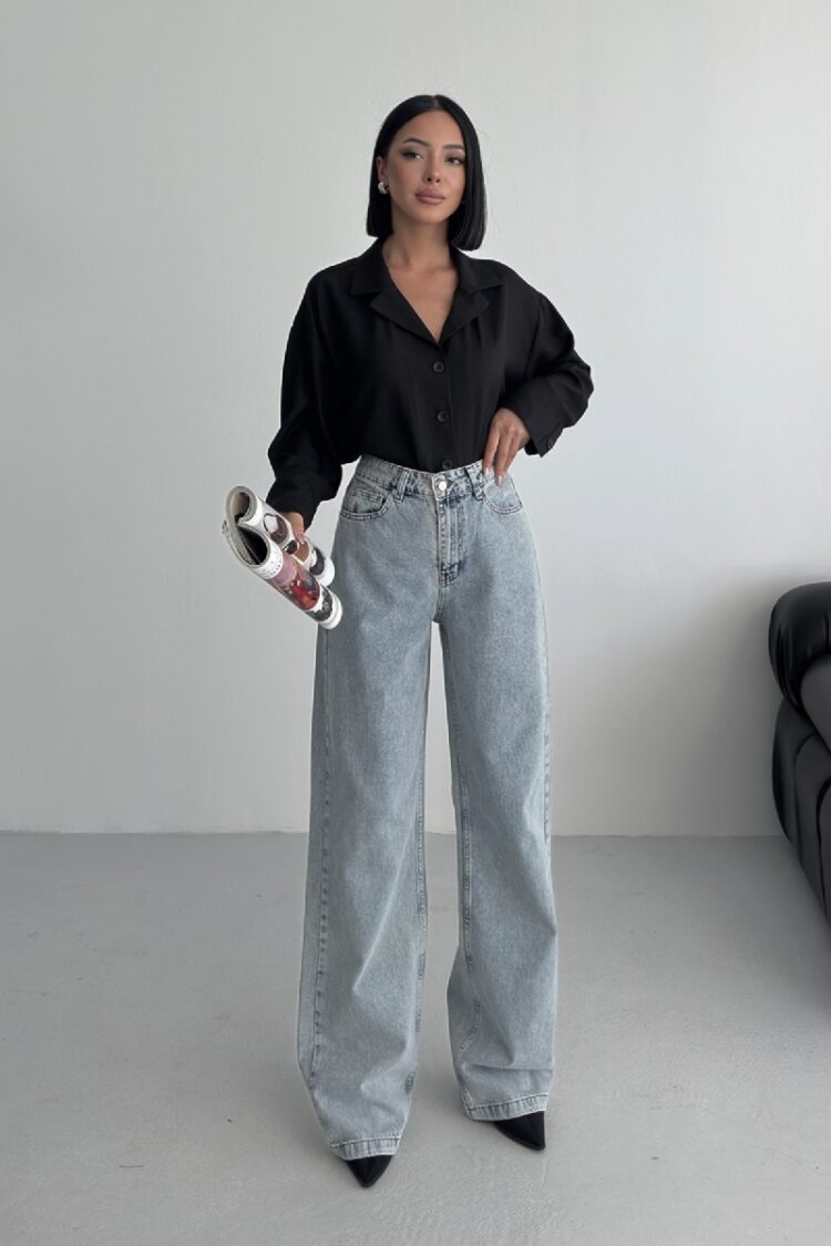 Mom Jeans High Waist Wide Leg Buttoned