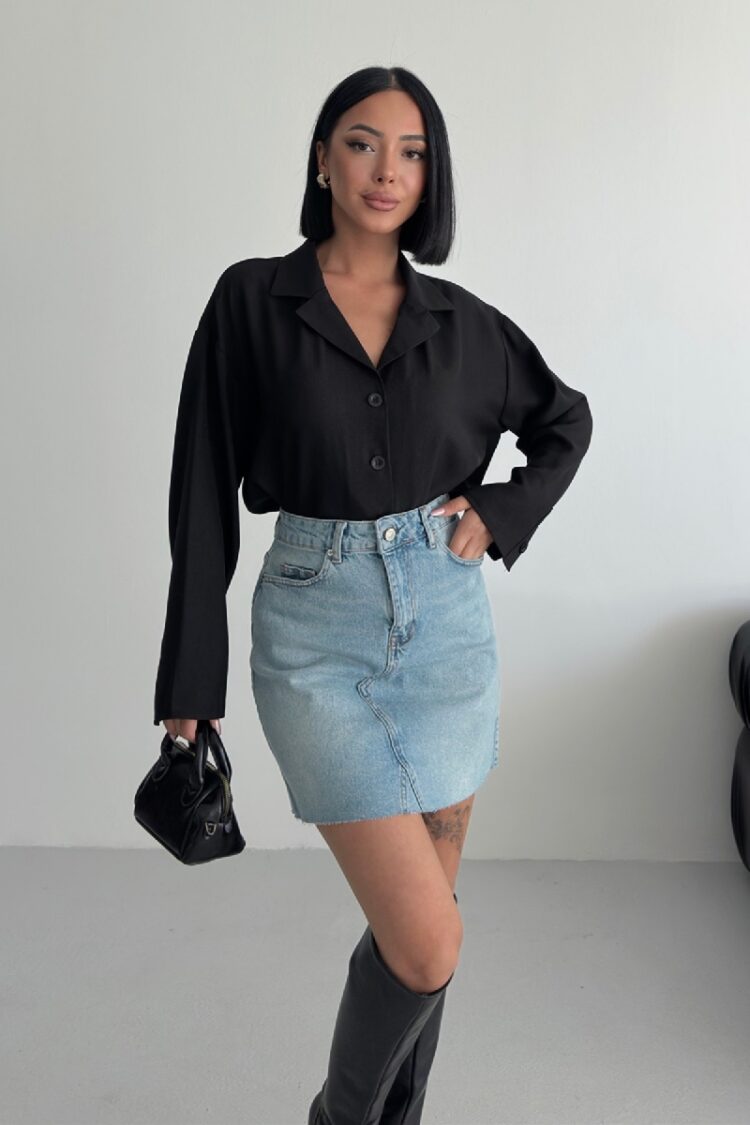A-Line Mini Skirt With High Waist And Buttoned Closure