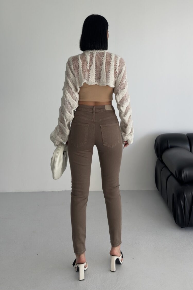 Brown High Waist Mom Skinny Leg Jeans