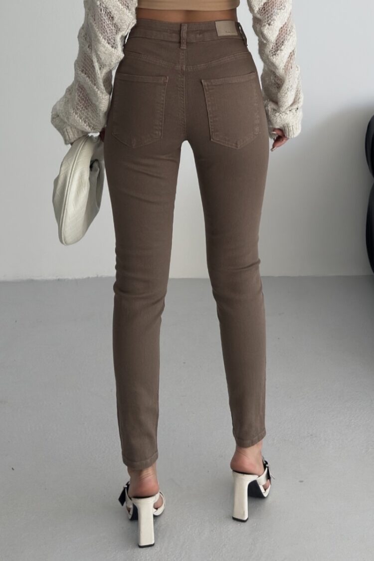 Brown High Waist Mom Skinny Leg Jeans