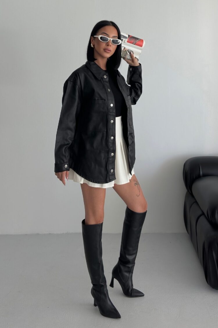 Black Shirt Streetwear Oversized Polo Neck Plain - Brand: XLove - Women & Kids, Baby Clothes Wholesale - Globality Store