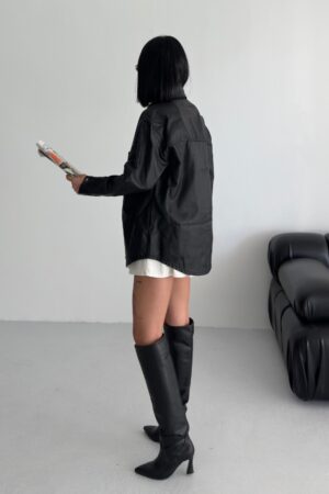 Black Shirt Streetwear Oversized Polo Neck Plain - Brand: XLove - Women & Kids, Baby Clothes Wholesale - Globality Store