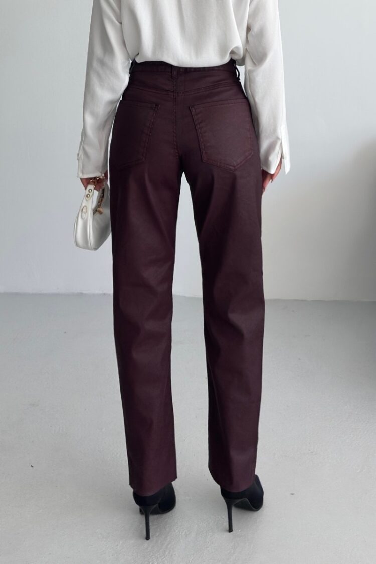 Brown Mom Pants High Waist Casual Straight Leg