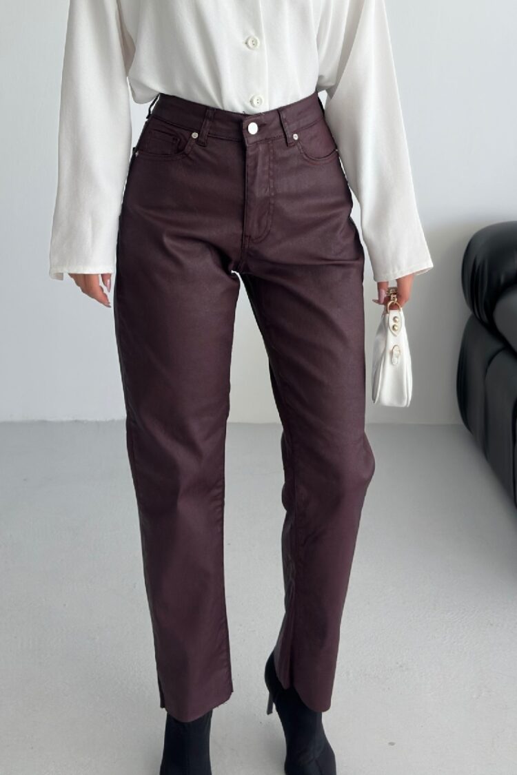 Brown Mom Pants High Waist Casual Straight Leg