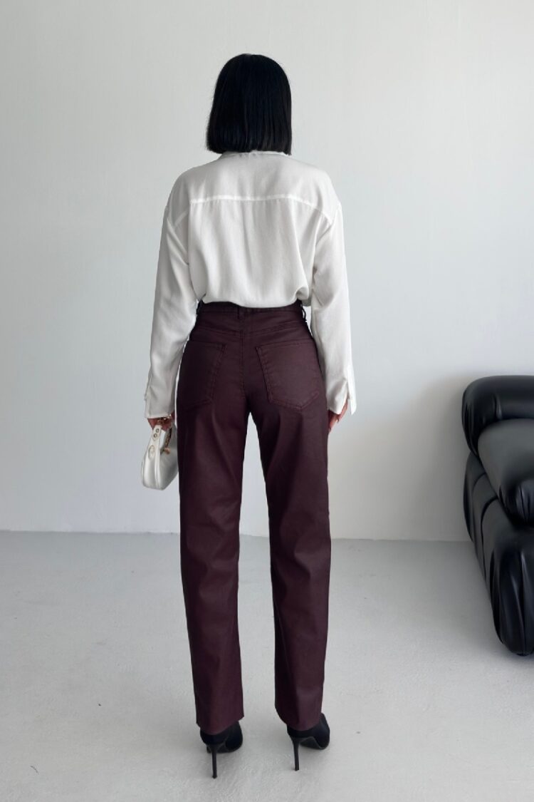 Brown Mom Pants High Waist Casual Straight Leg