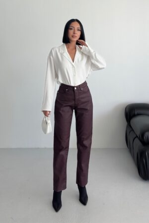 Brown Mom Pants High Waist Casual Straight Leg - Brand: XLove - Women & Kids, Baby Clothes Wholesale - Globality Store