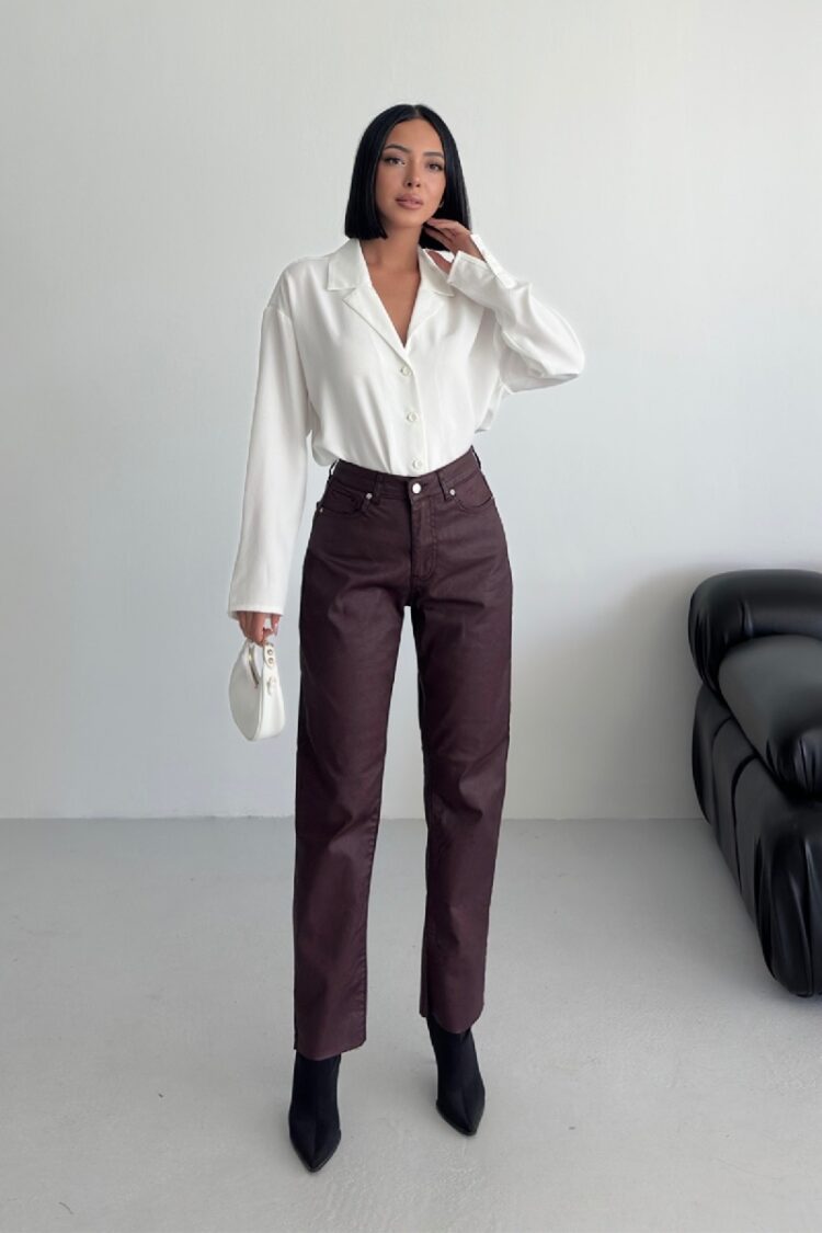 Brown Mom Pants High Waist Casual Straight Leg - Brand: XLove - Women & Kids, Baby Clothes Wholesale - Globality Store