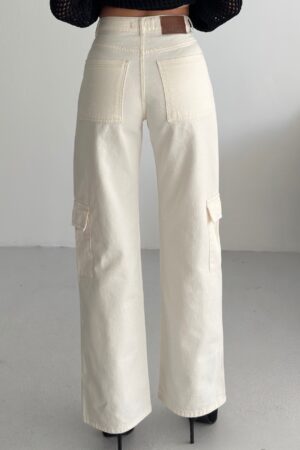 Beige Cargo Jeans With High Waist & Flap Pockets - Brand: XLove - Women & Kids, Baby Clothes Wholesale - Globality Store