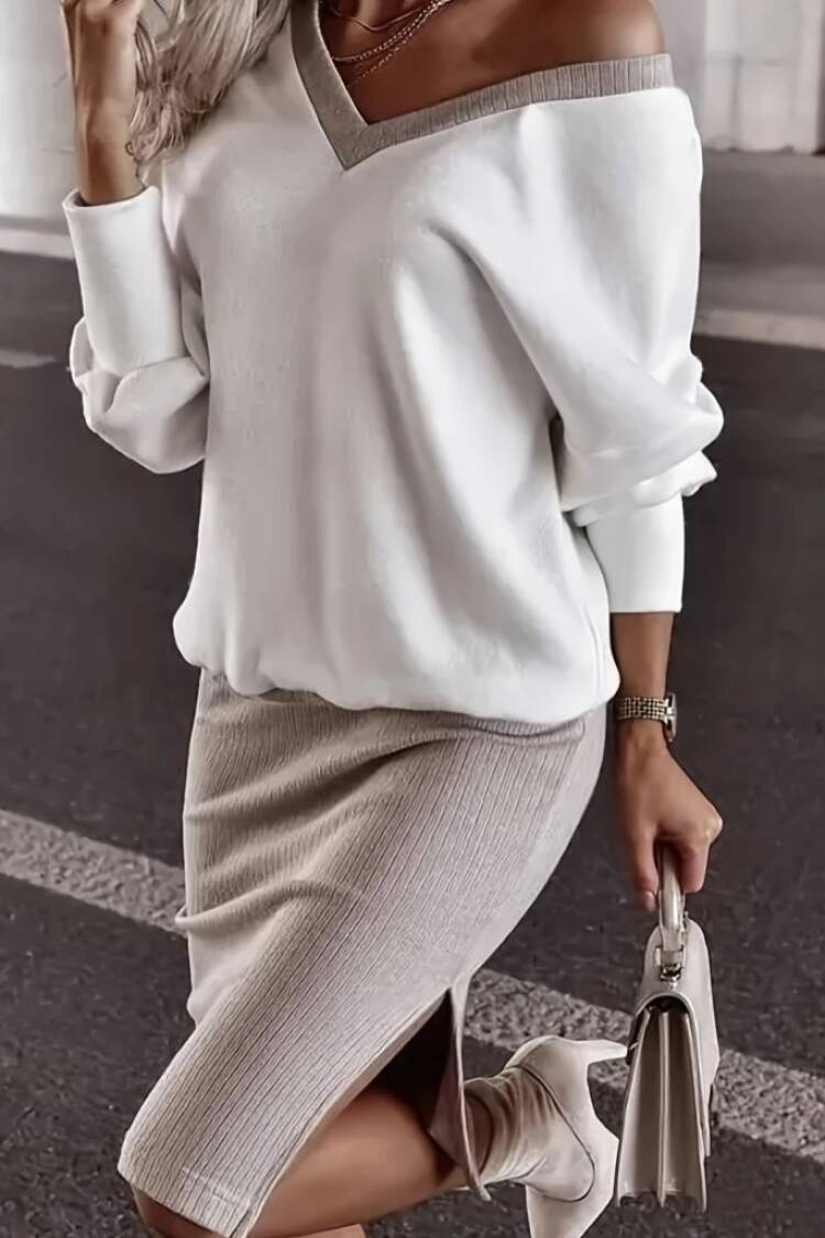 White Set With Oversized Fit And Midi Pencil Skirt - Brand: Janes - Women & Kids, Baby Clothes Wholesale - Globality Store