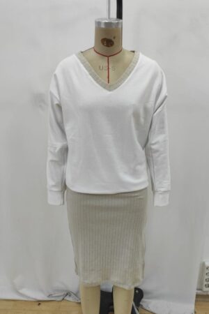 White Set With Oversized Fit And Midi Pencil Skirt - Brand: Janes - Women & Kids, Baby Clothes Wholesale - Globality Store