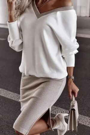 White Set With Oversized Fit And Midi Pencil Skirt - Brand: Janes - Women & Kids, Baby Clothes Wholesale - Globality Store