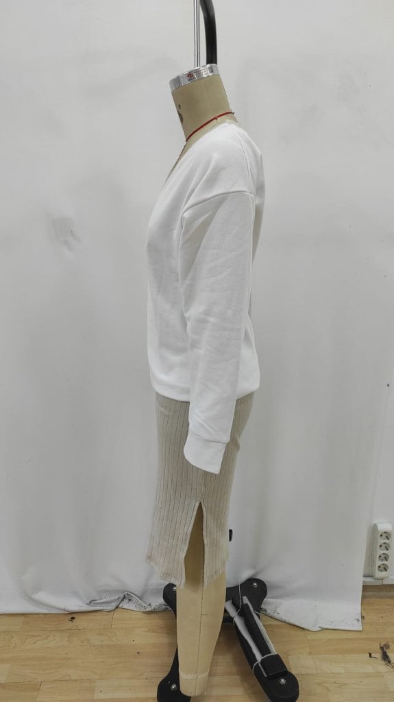 White Set With Oversized Fit And Midi Pencil Skirt