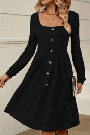 Fit And Flare Dress With Square Neck - Brand: Janes - Women & Kids, Baby Clothes Wholesale - Globality Store