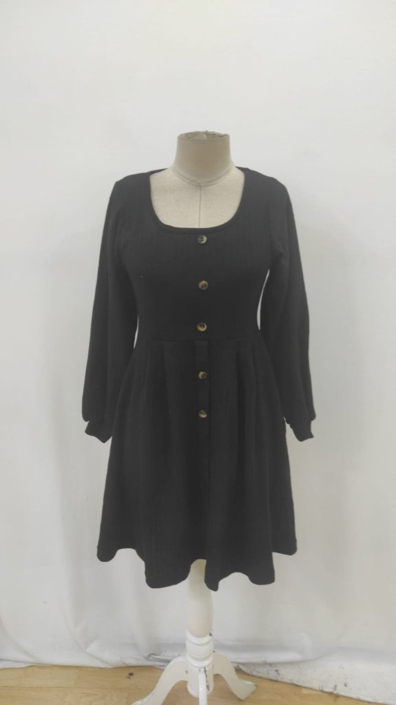 Fit And Flare Dress With Square Neck