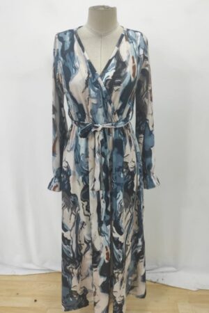 Elegant Beige Wrap Dress With Marble Pattern - Brand: Janes - Women & Kids, Baby Clothes Wholesale - Globality Store