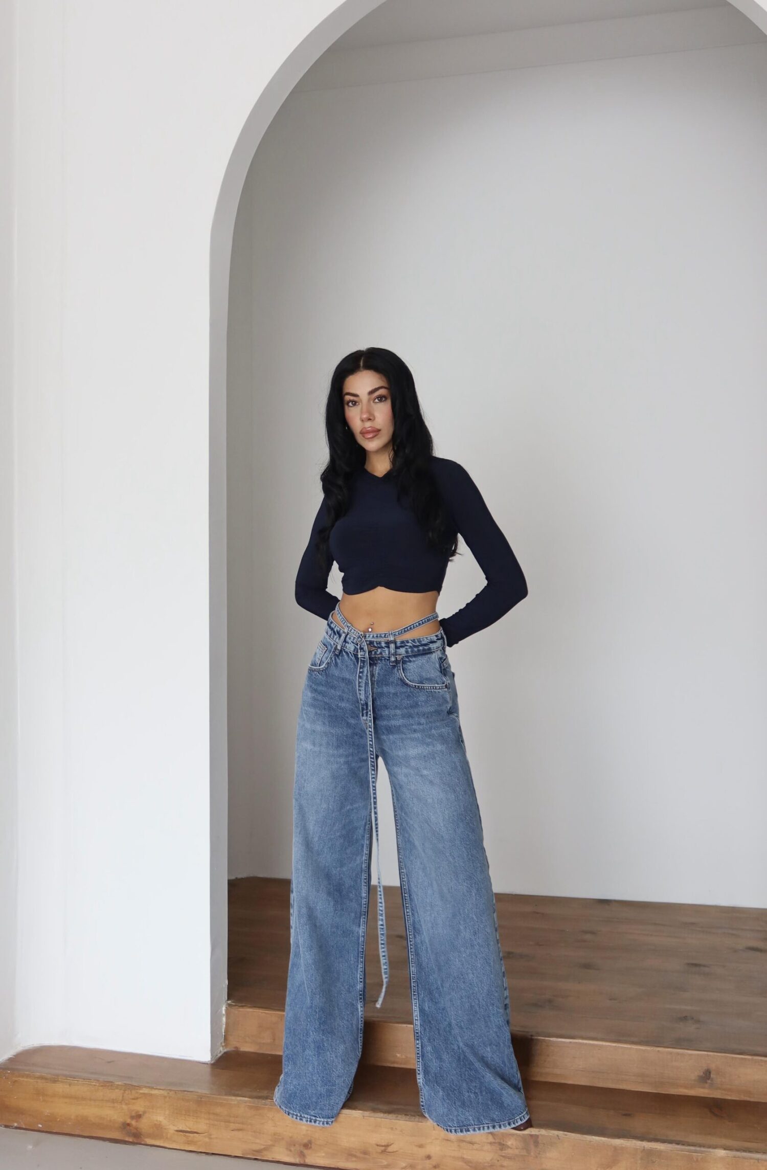 Blue Retro Casual Wide Leg Palazzo Jeans - Brand: LACARINO - Women & Kids, Baby Clothes Wholesale - Globality Store