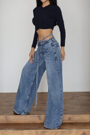 Blue Retro Casual Wide Leg Palazzo Jeans - Brand: LACARINO - Women & Kids, Baby Clothes Wholesale - Globality Store