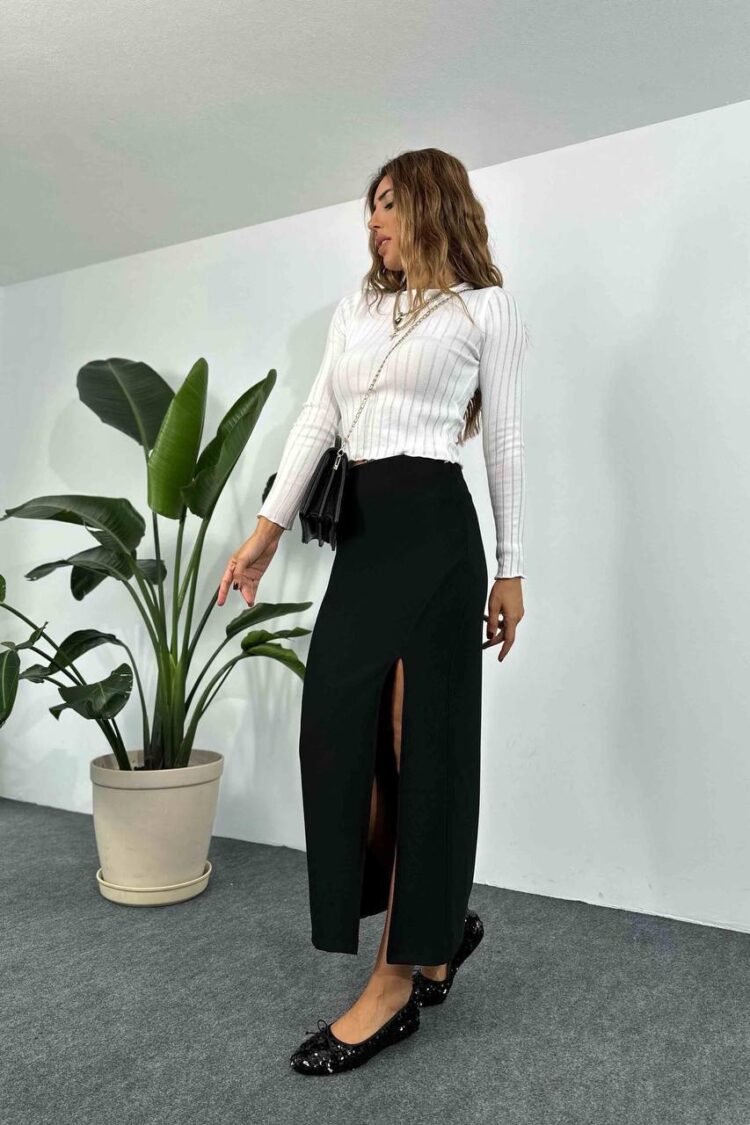 Black Pencil Skirt High Waist Maxi Elegant Formal