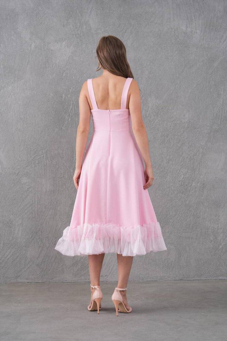 Fit And Flare Dress With Square Neck