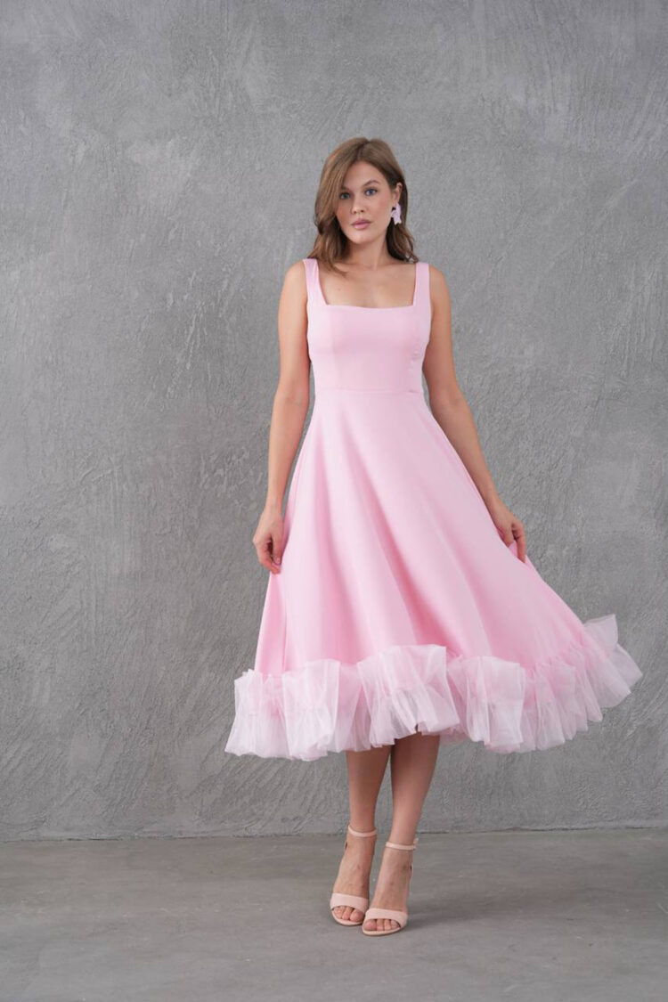 Fit And Flare Dress With Square Neck - Brand: Mode Roy - Women & Kids, Baby Clothes Wholesale - Globality Store