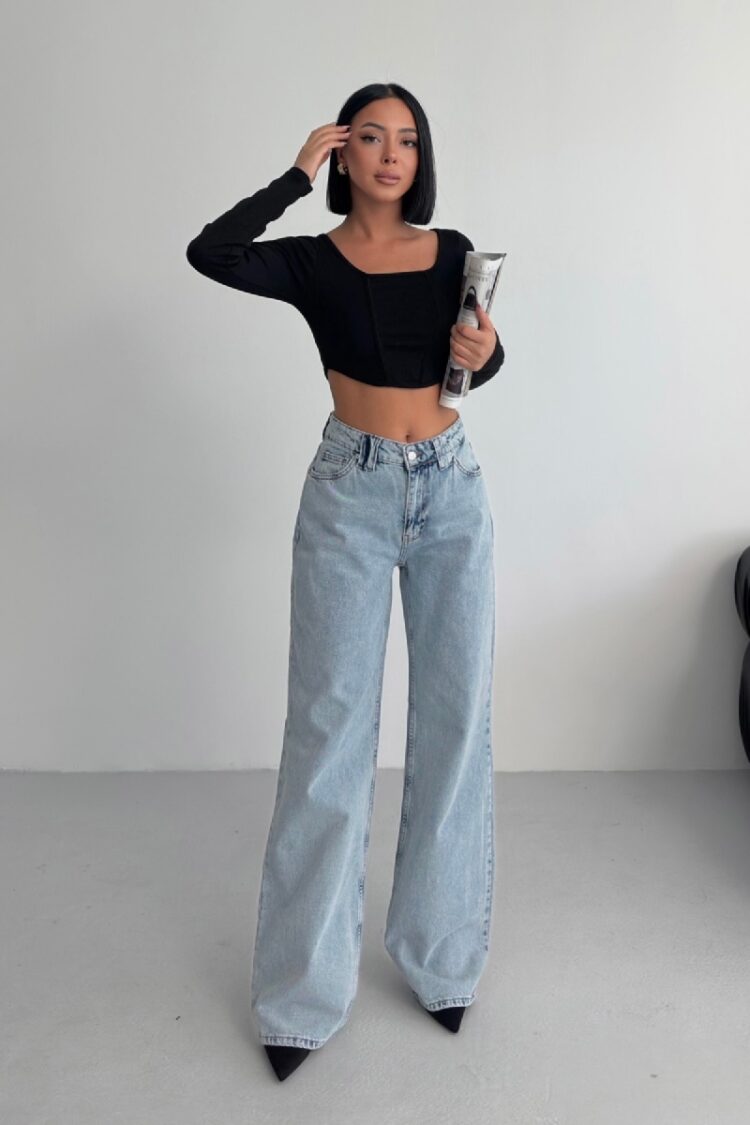 Jeans High Waist Mom Wide Leg Casual - Brand: XLove - Women & Kids, Baby Clothes Wholesale - Globality Store