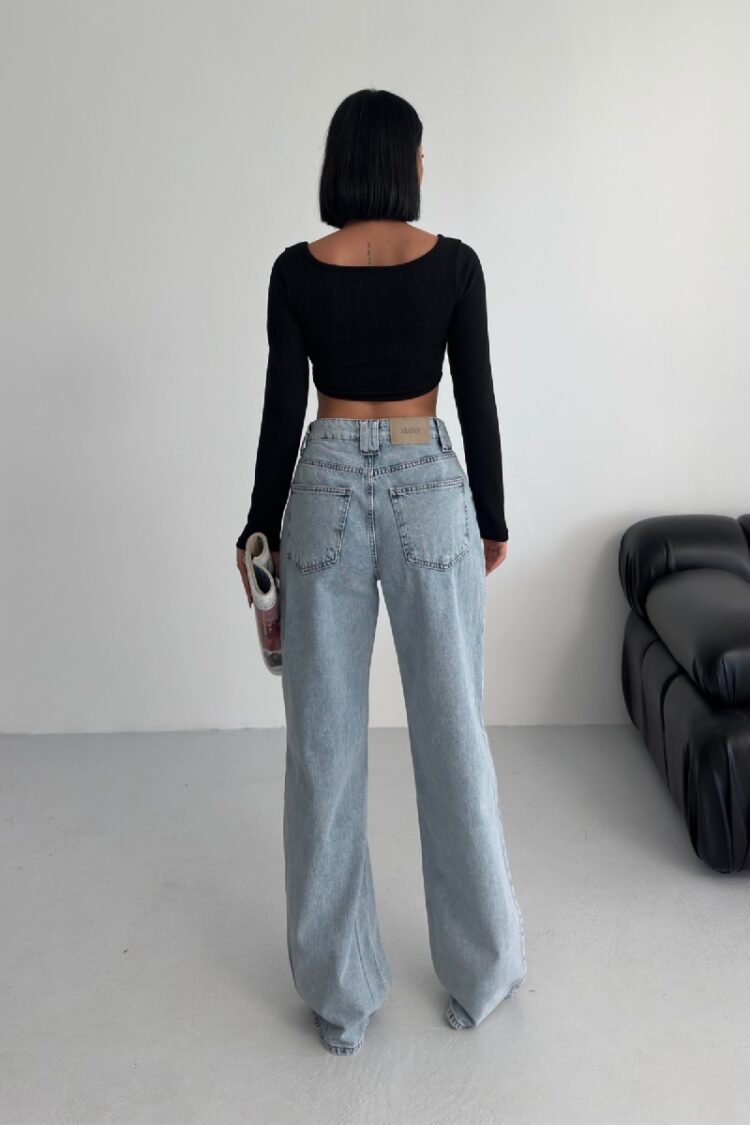 Jeans High Waist Mom Wide Leg Casual