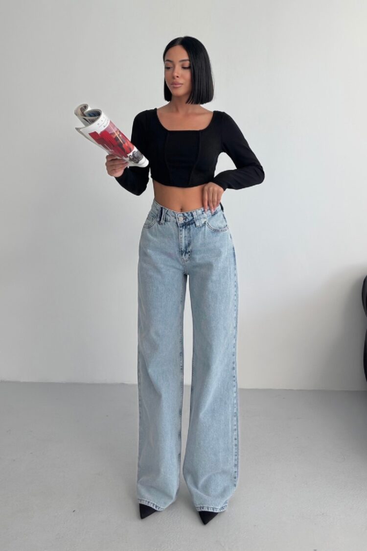 Jeans High Waist Mom Wide Leg Casual