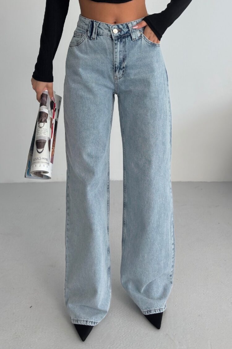 Jeans High Waist Mom Wide Leg Casual