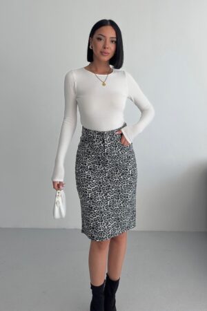 Black Leopard Print Pencil Skirt Midi High Waist - Brand: XLove - Women & Kids, Baby Clothes Wholesale - Globality Store