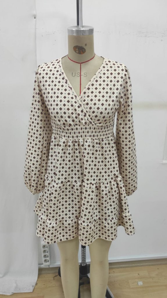 Wrap Mini Dress With Geometric Pattern