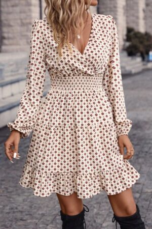 Wrap Mini Dress With Geometric Pattern - Brand: Janes - Women & Kids, Baby Clothes Wholesale - Globality Store