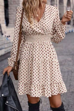 Wrap Mini Dress With Geometric Pattern - Brand: Janes - Women & Kids, Baby Clothes Wholesale - Globality Store