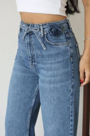 Blue Mom Jeans Wide Leg High Waist Tie Closure - Brand: LACARINO - Women & Kids, Baby Clothes Wholesale - Globality Store