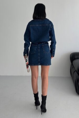 Blue Mini Shirt Dress With Notched Neck - Brand: XLove - Women & Kids, Baby Clothes Wholesale - Globality Store