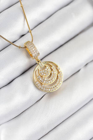 316l Steel Zircon Stone Circle Model Gold Color Women Necklace - Brand: Ebijuteri - Women & Kids, Baby Clothes Wholesale - Globality Store
