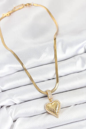 316l Steel Zircon Stone Heart Model Gold Color Women Necklace - Brand: Ebijuteri - Women & Kids, Baby Clothes Wholesale - Globality Store