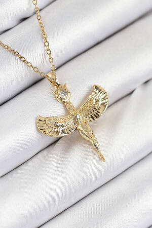 316l Steel Zircon Stone Angel Model Gold Color Women Necklace - Brand: Ebijuteri - Women & Kids, Baby Clothes Wholesale - Globality Store