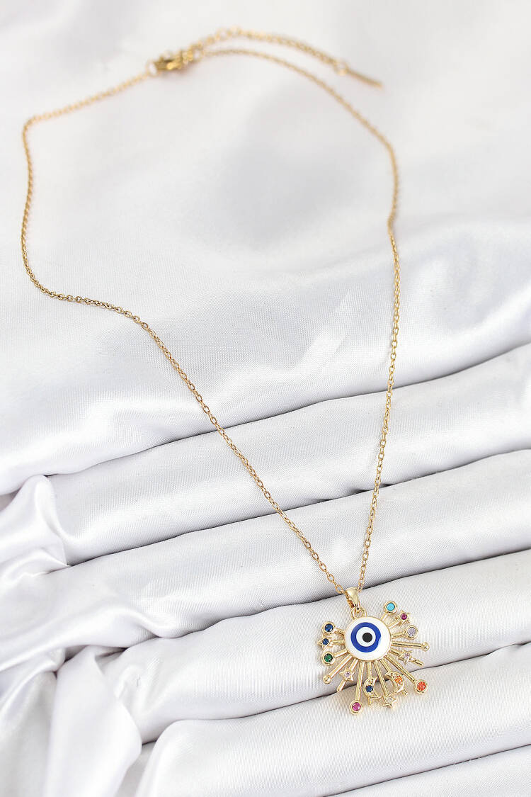 316l Steel Zircon Stone Evil Eye Model Gold Color Women Necklace