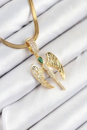 316l Steel Zircon Stone Angel Model Gold Color Women Necklace - Brand: Ebijuteri - Women & Kids, Baby Clothes Wholesale - Globality Store