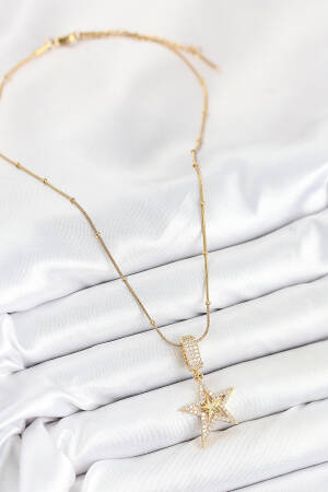 316l Steel Zircon Stone Star Model Gold Color Women Necklace - Brand: Ebijuteri - Women & Kids, Baby Clothes Wholesale - Globality Store