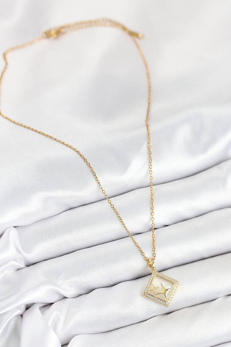 316l Steel Zircon Stone Star Model Gold Color Women Necklace