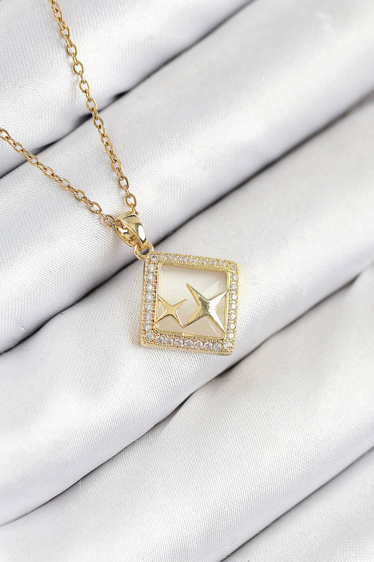 316l Steel Zircon Stone Star Model Gold Color Women Necklace - Brand: Ebijuteri - Women & Kids, Baby Clothes Wholesale - Globality Store