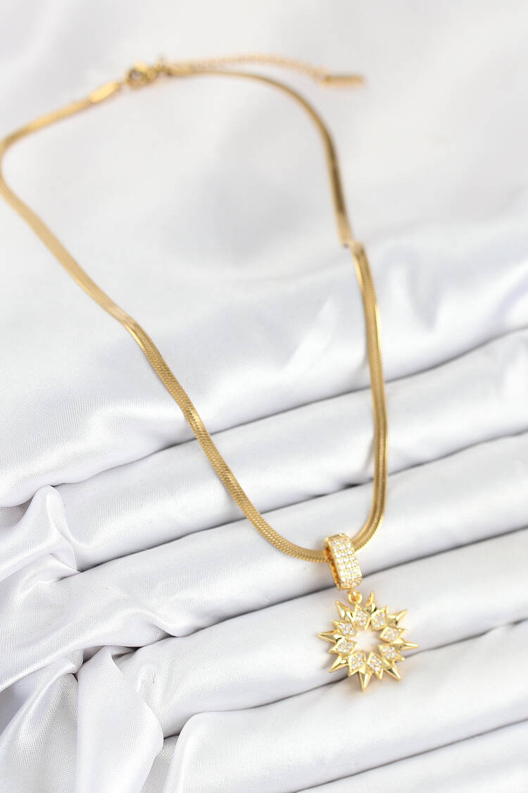 316l Steel Zircon Stone Star Model Gold Color Women Necklace