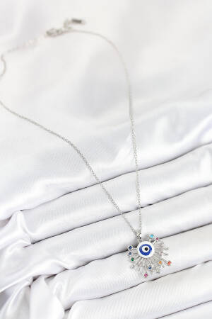 316l Steel Zircon Stone Evil Eye Model Silver Color Women Necklace - Brand: Ebijuteri - Women & Kids, Baby Clothes Wholesale - Globality Store